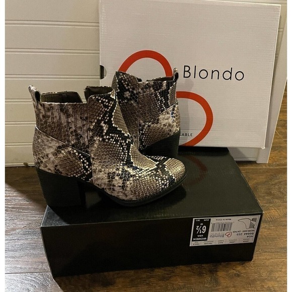 Blondo Shoes - Blondo Waterproof Ankle Boots - Faux Snakeskin 2.5" Block Heel Women's Size 6.5